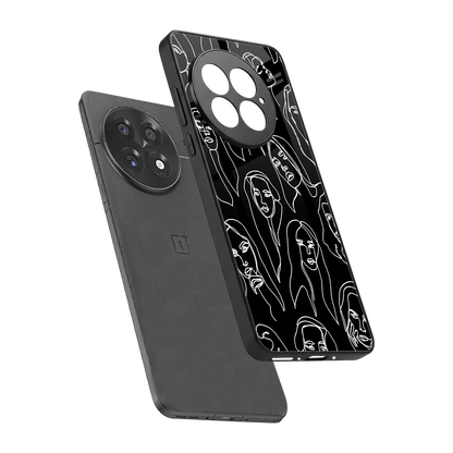 Many Faces Black sleek oneplus 13 cover with tempered glass back and TPU edges
