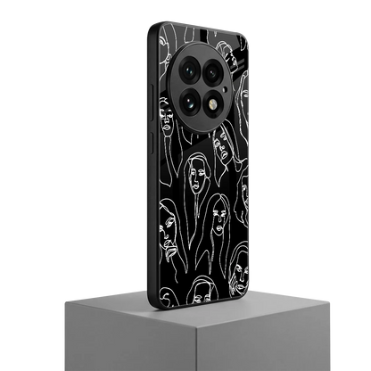 Many Faces Black oneplus 13 mobile cover | shockproof glass phone case