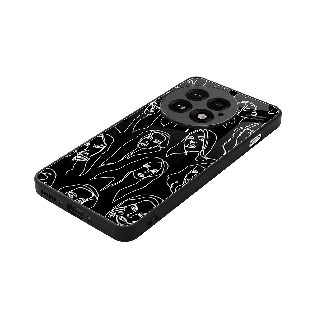 Many Faces Black stylish phone case for oneplus 13 | glossy glass and slim fit
