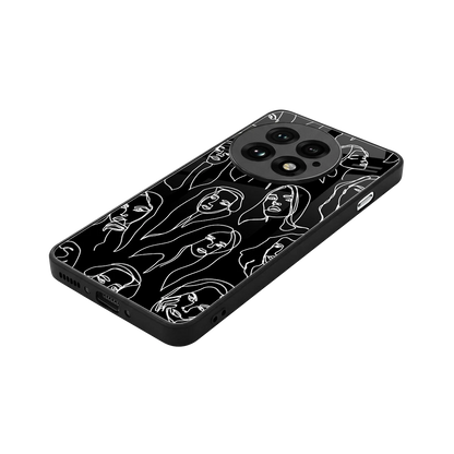 Many Faces Black stylish phone case for oneplus 13 | glossy glass and slim fit