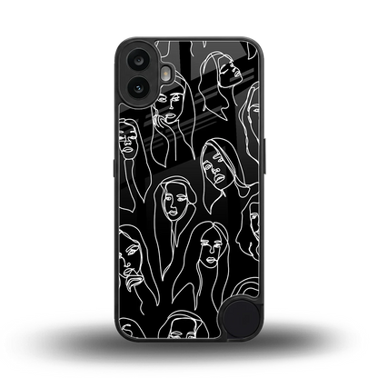 Many Faces Black back phone cover | glass case for cmf nothing phone 1