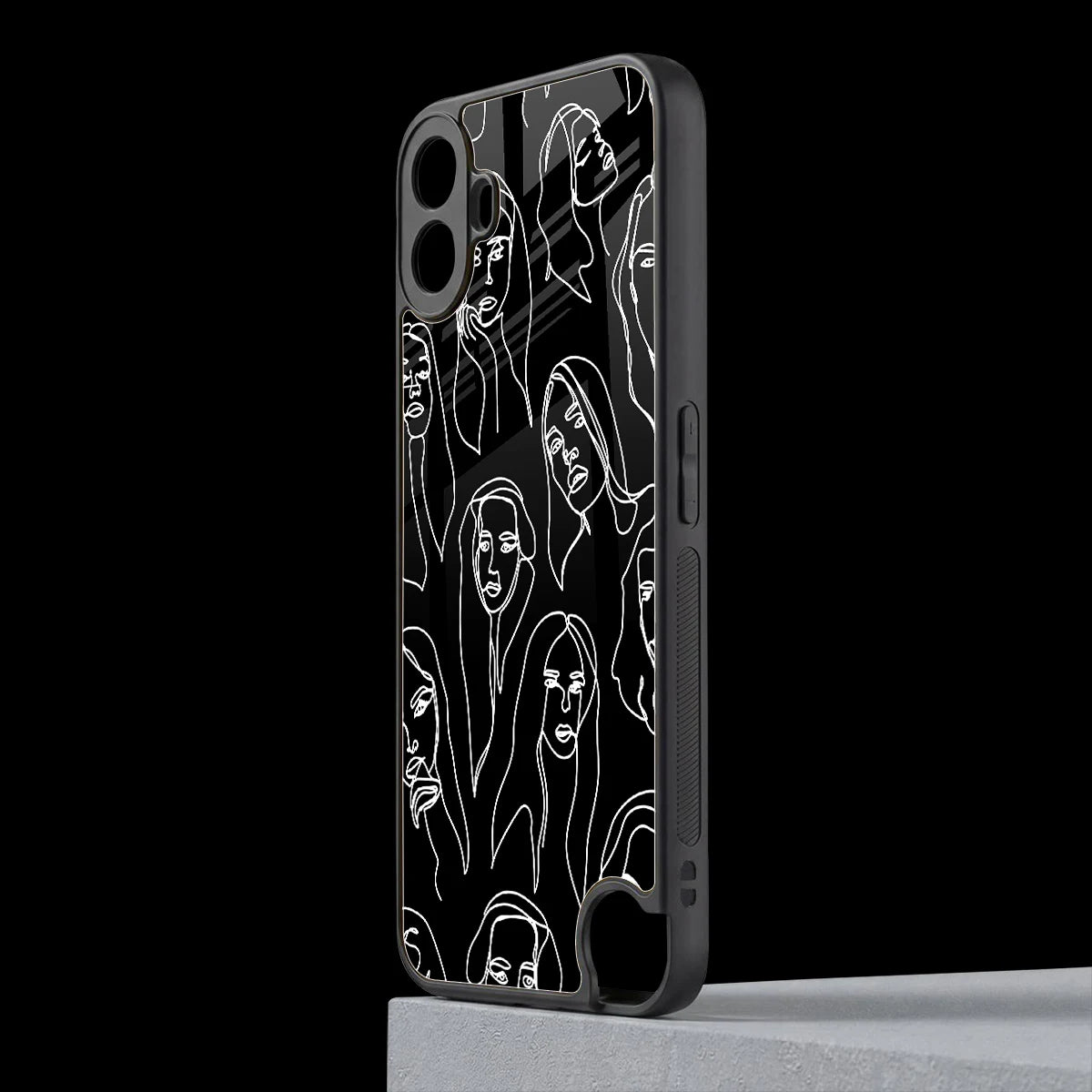Many Faces Black cmf nothing phone 1 mobile cover | shockproof glass phone case