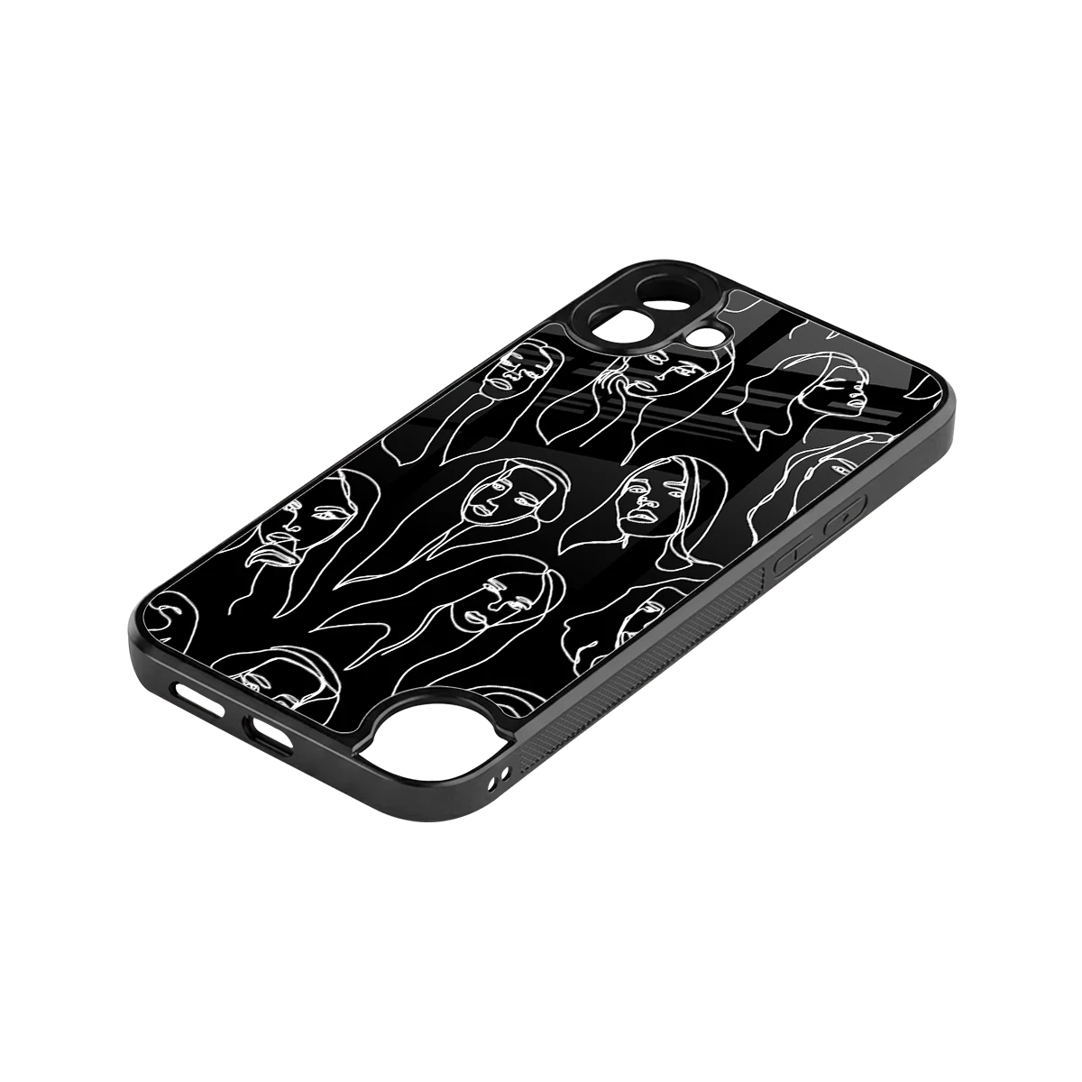 Many Faces Black stylish phone case for cmf nothing phone 1 | glossy glass and slim fit
