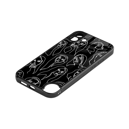Many Faces Black stylish phone case for cmf nothing phone 1 | glossy glass and slim fit