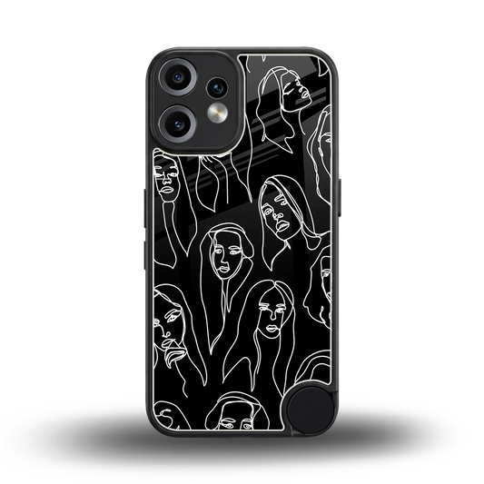 Many Faces Black back phone cover | glass case for cmf nothing phone 2 pro