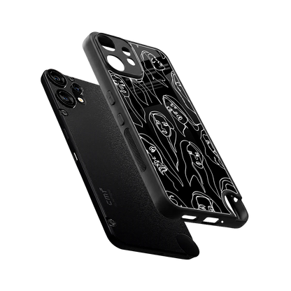 Many Faces Black sleek cmf nothing phone 2 pro cover with tempered glass back and TPU edges