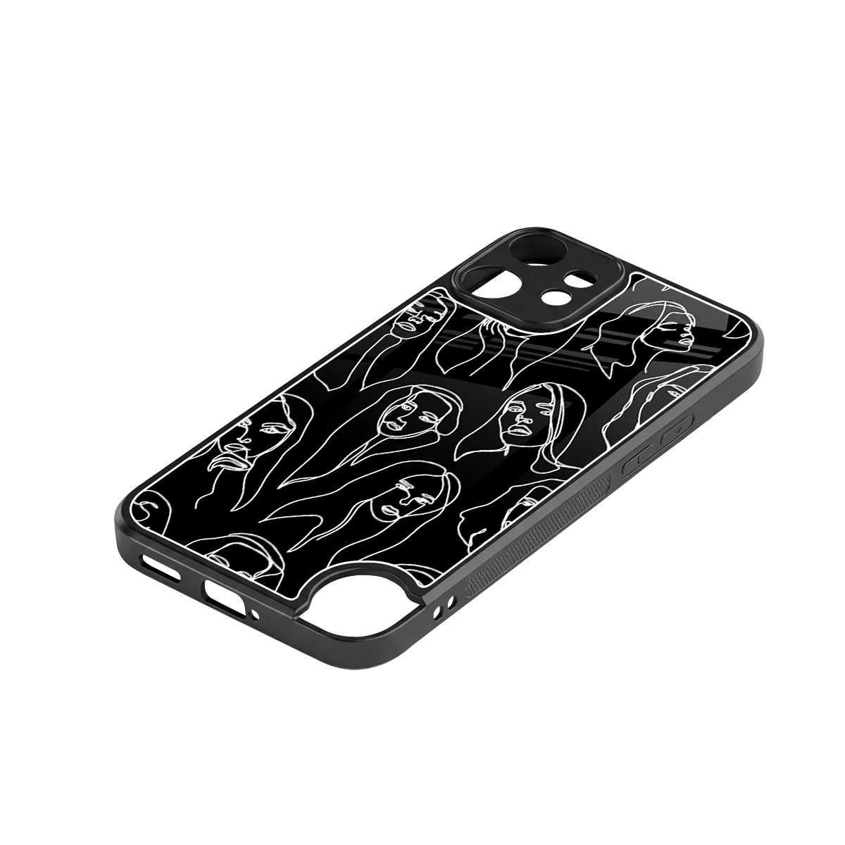 Many Faces Black stylish phone case for cmf nothing phone 2 pro | glossy glass and slim fit