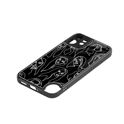 Many Faces Black stylish phone case for cmf nothing phone 2 pro | glossy glass and slim fit