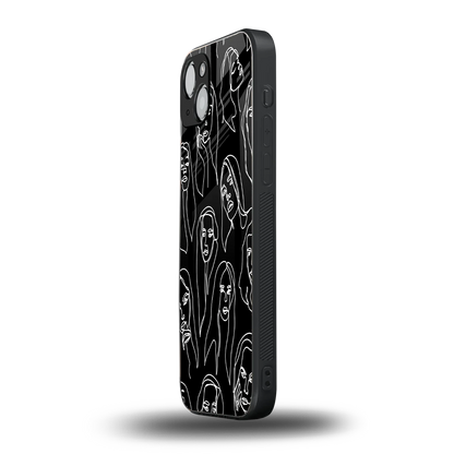 Many Faces Black iphone 14 mobile cover | shockproof glass phone case