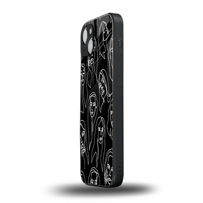 Many Faces Black iphone 15 mobile cover | shockproof glass phone case