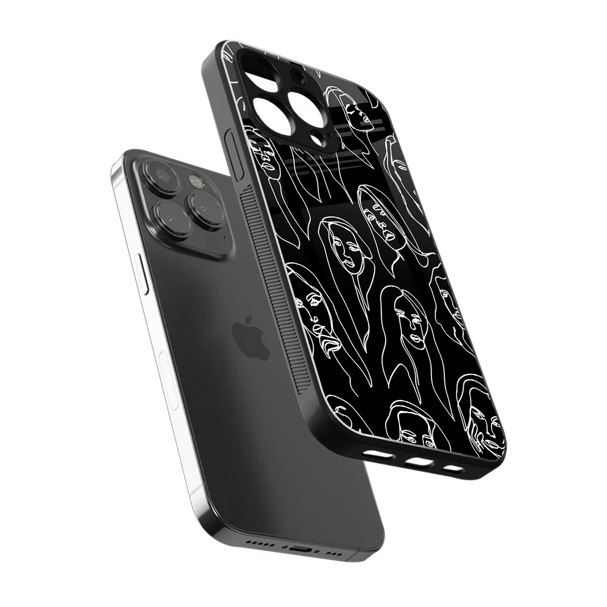 Many Faces Black iphone 7 mobile cover | shockproof glass phone case