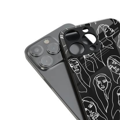 Many Faces Black Phone Case for Iphone 16 | Glass Case