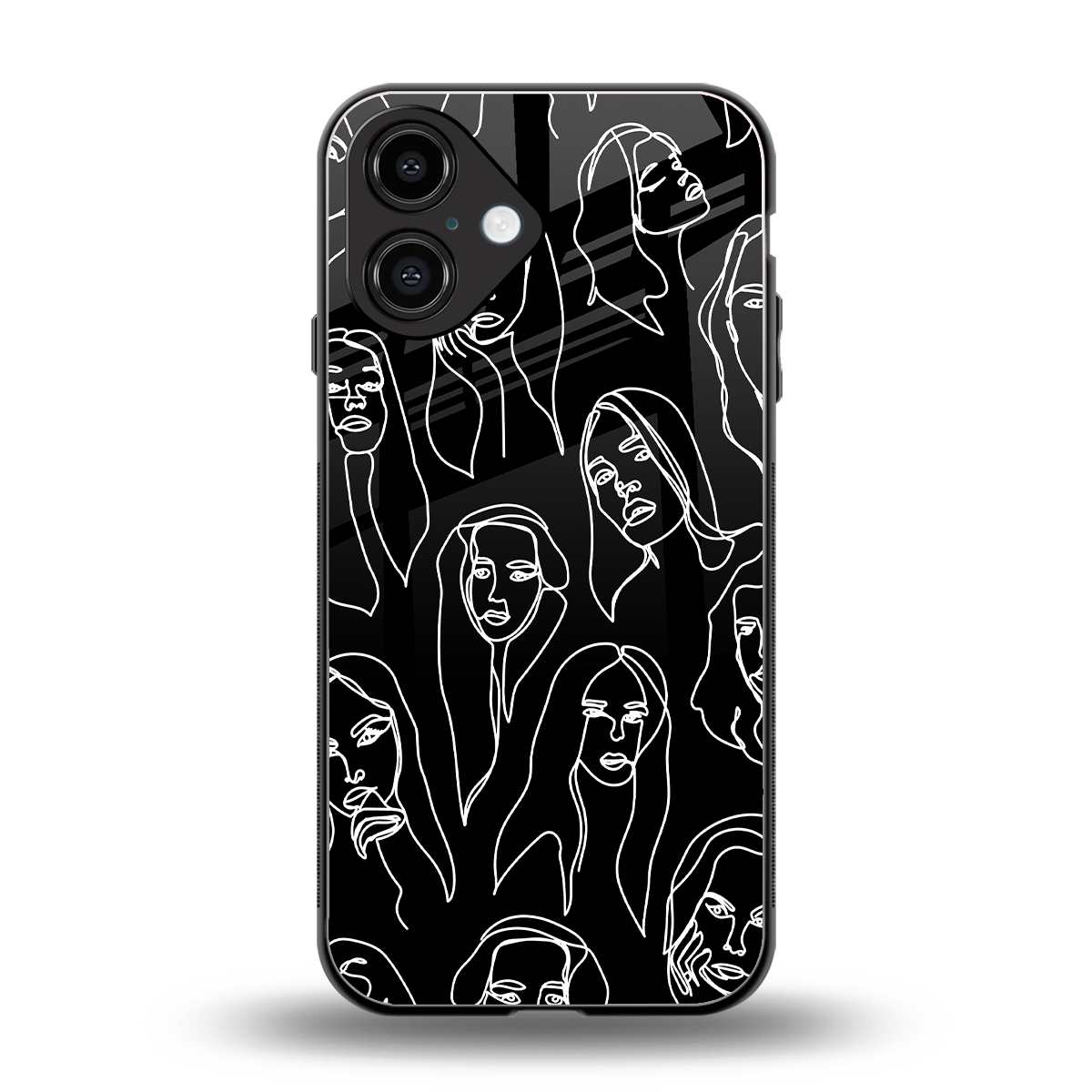 Many Faces Black Phone Case for Iphone 16 | Glass Case