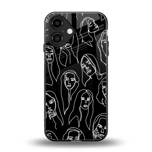 Many Faces Black Phone Case for Iphone 16 | Glass Case
