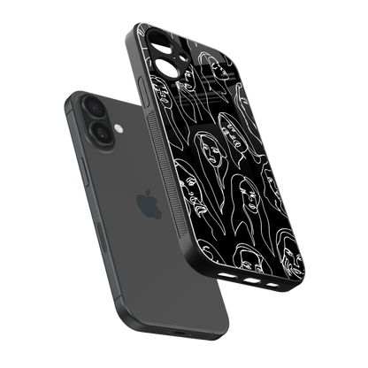 Many Faces Black Phone Case for Iphone 16 | Glass Case