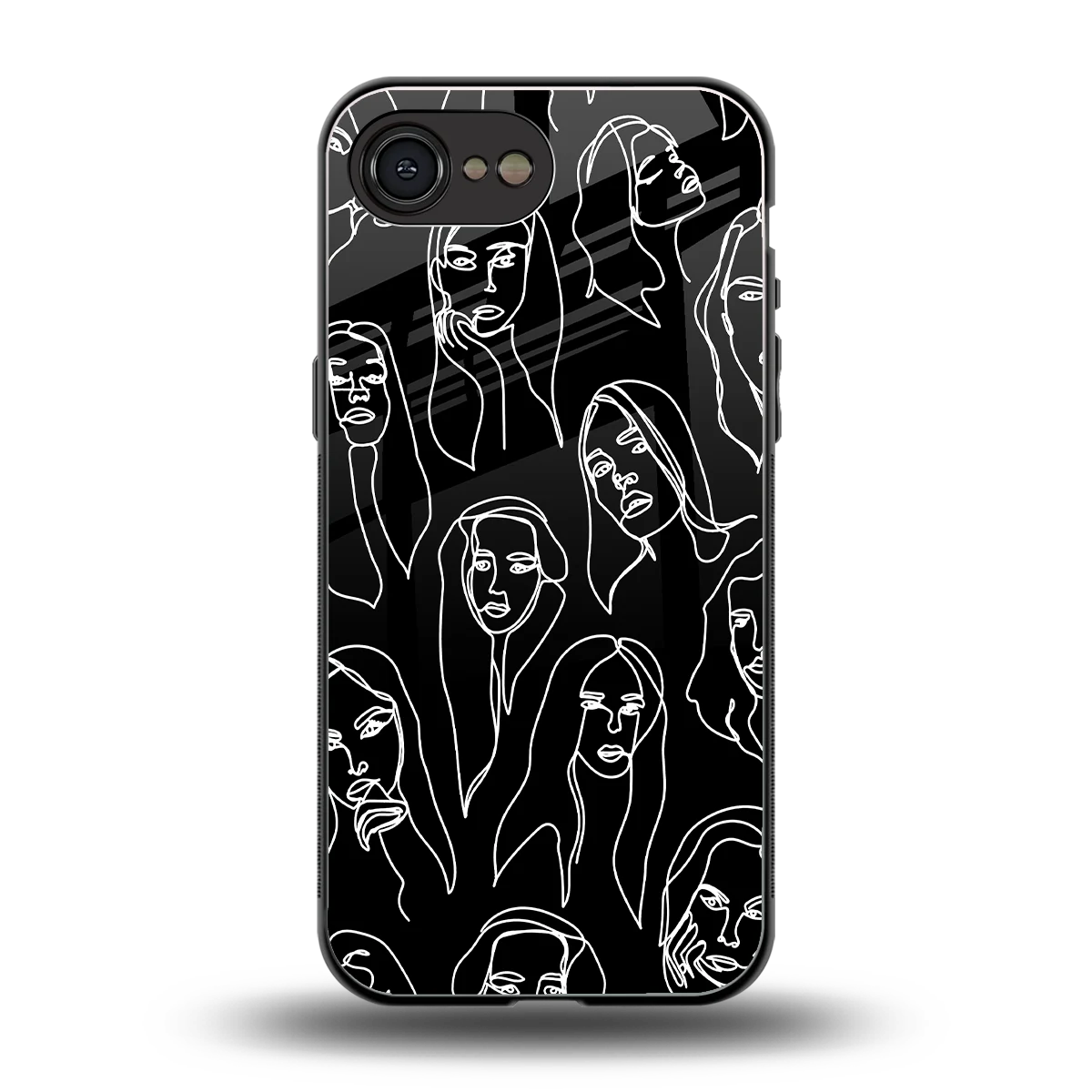 Many Faces Black back phone cover | glass case for iphone 16e