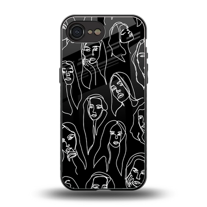 Many Faces Black back phone cover | glass case for iphone 16e