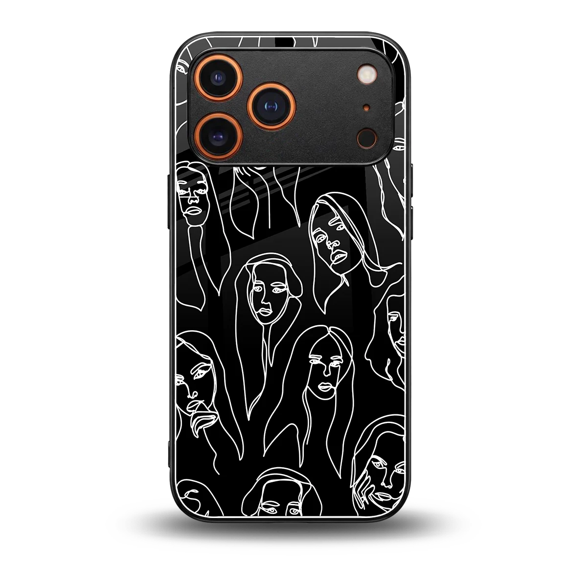 Many Faces Black back phone cover | glass case for iphone 17 pro