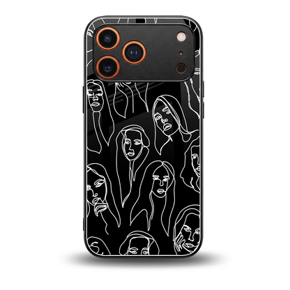 Many Faces Black back phone cover | glass case for iphone 17 pro