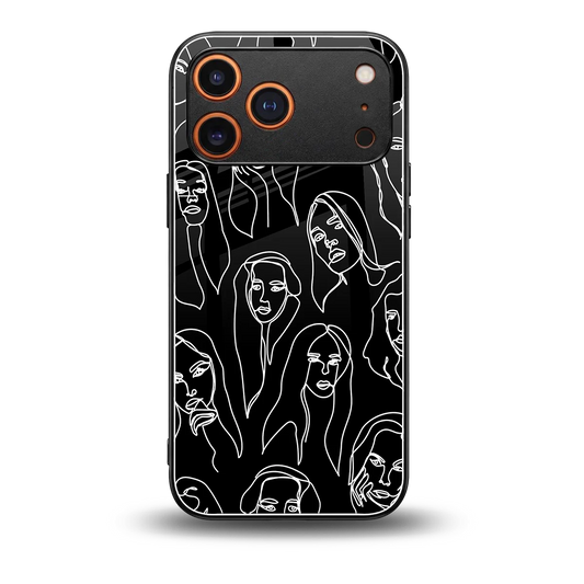 Many Faces Black back phone cover | glass case for iphone 17 pro max