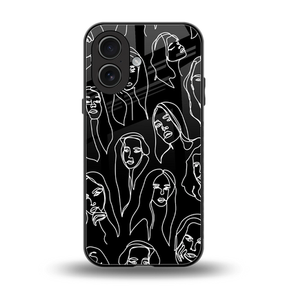 Many Faces Black back phone cover | glass case for iphone 17