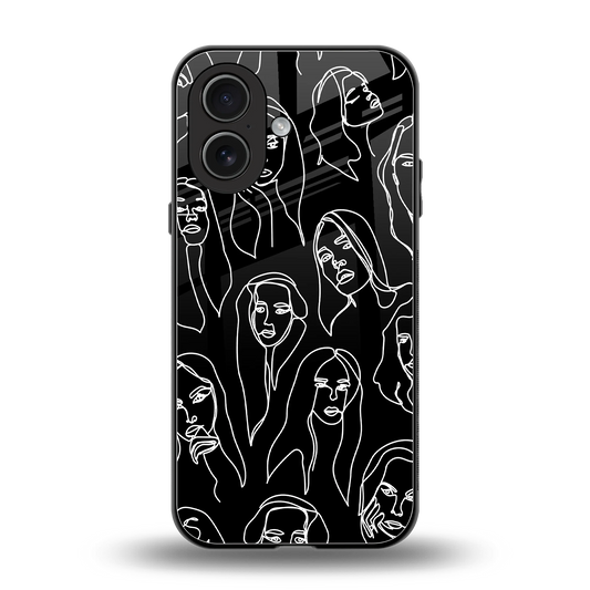 Many Faces Black back phone cover | glass case for iphone 17
