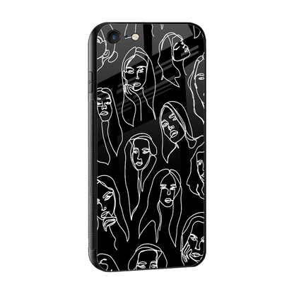 Many Faces Black sleek iphone 6 cover with tempered glass back and TPU edges