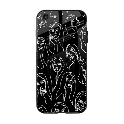 Many Faces Black back phone cover | glass case for iphone 6s