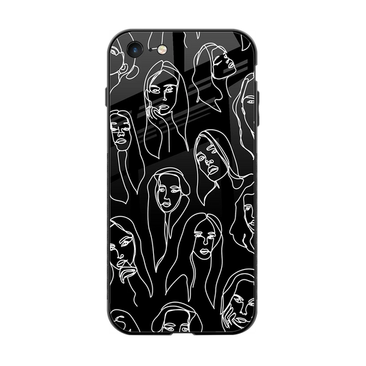Many Faces Black back phone cover | glass case for iphone 6s plus
