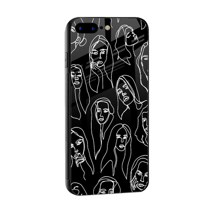 Many Faces Black sleek iphone 8 plus cover with tempered glass back and TPU edges
