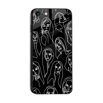 Many Faces Black sleek iphone 7 cover with tempered glass back and TPU edges