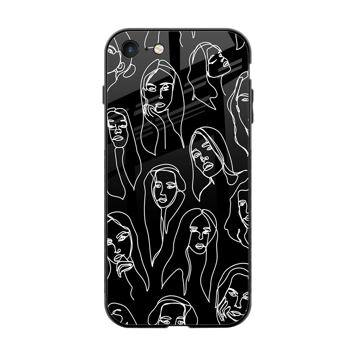 Many Faces Black back phone cover | glass case for iphone 7