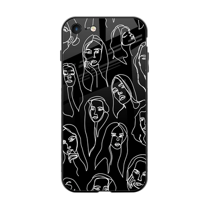 Many Faces Black back phone cover | glass case for iphone 7