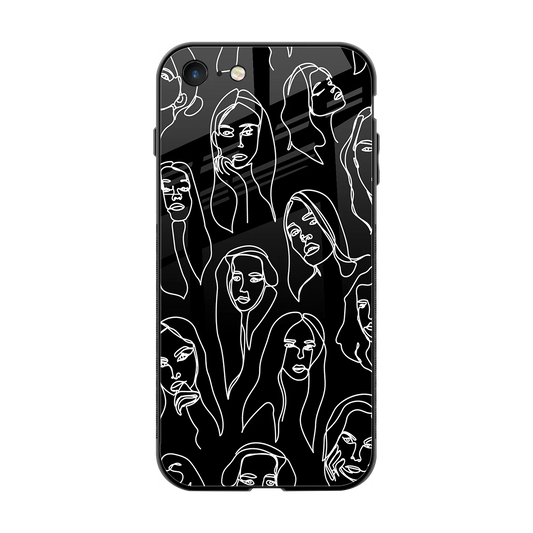 Many Faces Black back phone cover | glass case for iphone 7