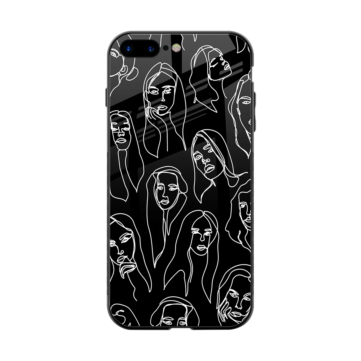 Many Faces Black back phone cover | glass case for iphone 8 plus