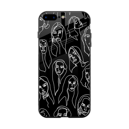 Many Faces Black back phone cover | glass case for iphone 8 plus