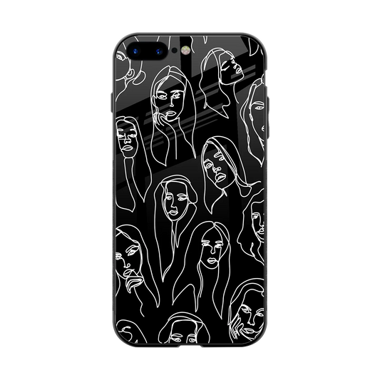 Many Faces Black back phone cover | glass case for iphone 8 plus