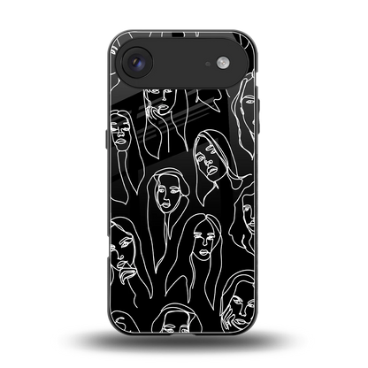 Many Faces Black back phone cover | glass case for iphone air