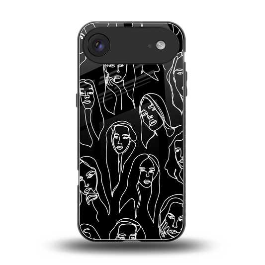Many Faces Black back phone cover | glass case for iphone air