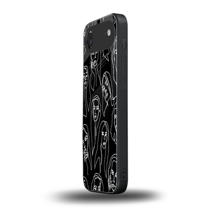 Many Faces Black iphone air mobile cover | shockproof glass phone case