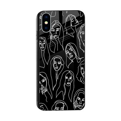 Many Faces Black sleek iphone x cover with tempered glass back and TPU edges