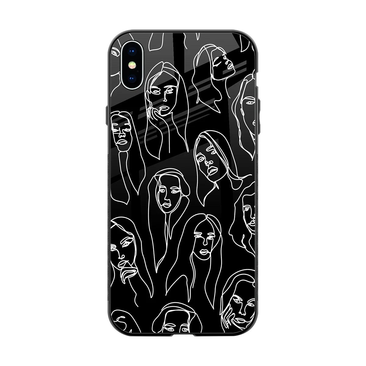 Many Faces Black back phone cover | glass case for iphone xs max