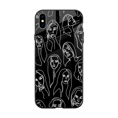 Many Faces Black back phone cover | glass case for iphone xs max