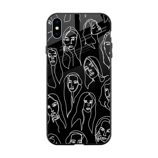 Many Faces Black back phone cover | glass case for iphone xs max