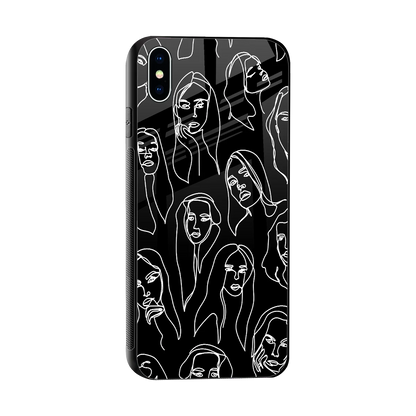 Many Faces Black sleek iphone xs max cover with tempered glass back and TPU edges