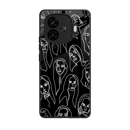Many Faces Black back phone cover | glass case for iqoo neo 10r 5g