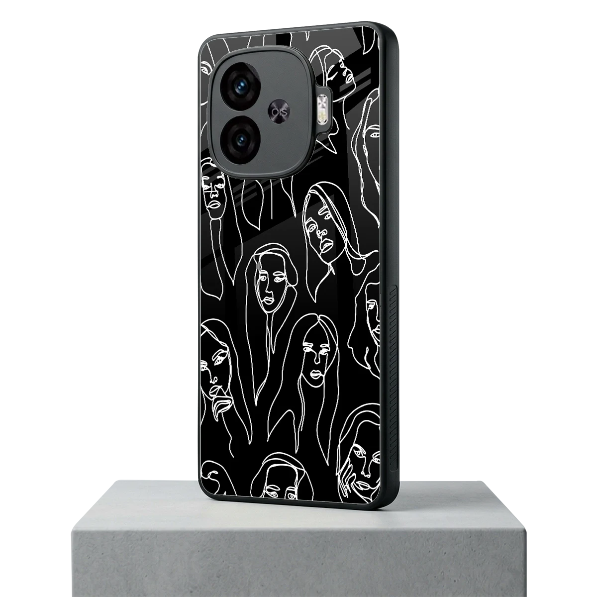 Many Faces Black iqoo neo 10r 5g mobile cover | shockproof glass phone case