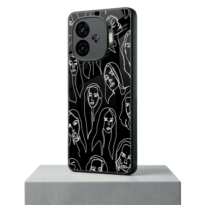 Many Faces Black iqoo neo 10r 5g mobile cover | shockproof glass phone case