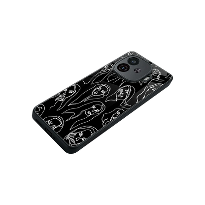 Many Faces Black stylish phone case for iqoo neo 10r 5g | glossy glass and slim fit