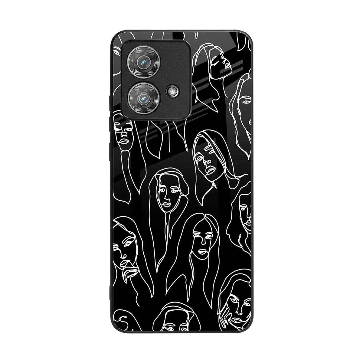 Many Faces Black back phone cover | glass case for motorola edge 40 neo 5g